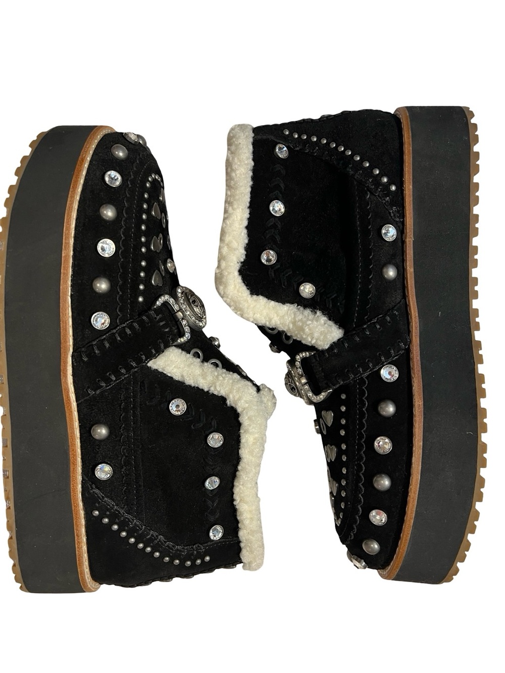 Kurt Geiger Mansion Cozy Studded Suede Platform Boots Black 41/10 NWOB - Picture 3 of 9
